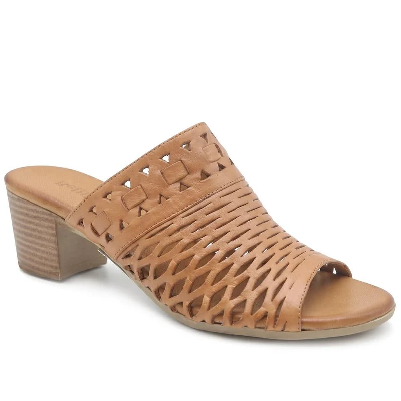 Bellissimo Leather Heeled Mule Sandals - BELMET43004 / 329 221