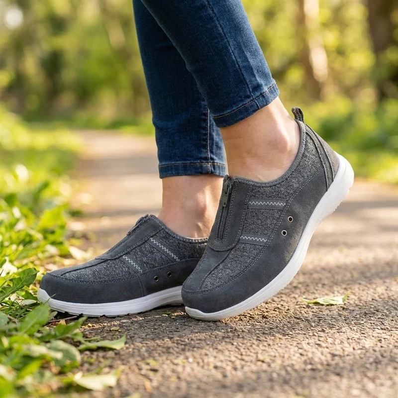 Extra-Wide Fit Memory Foam Trainers - ELANA / 324 089 - Charcoal