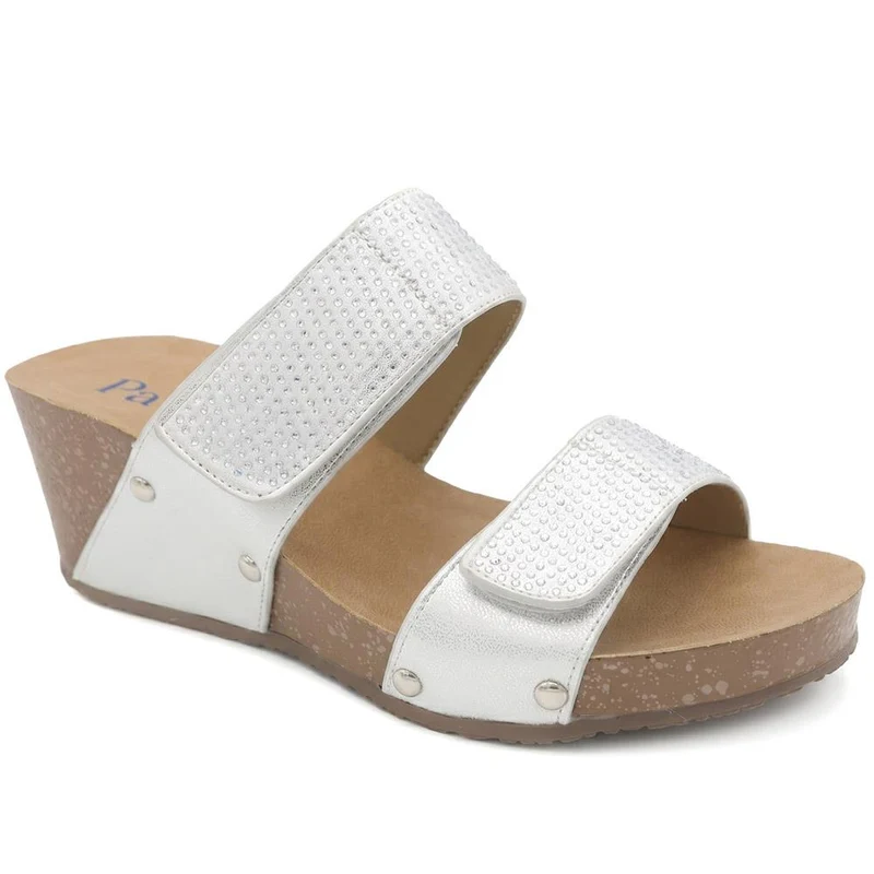 Dual Adjustable Fasten Wedge Sandals - BAIZH43046 / 329 347 - Metallic