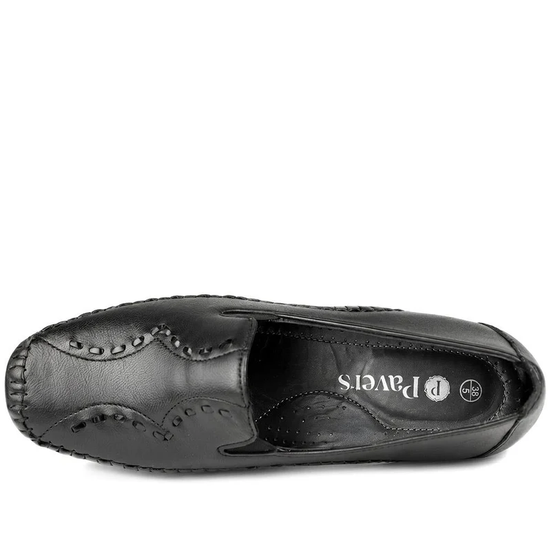 Leather Wedge Loafers - MOEN43004 / 329 555 - Black