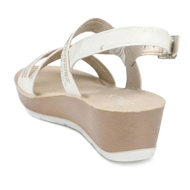 Wedge Heeled Buckle Fasten Sandals - INB43012 / 329 269 - White