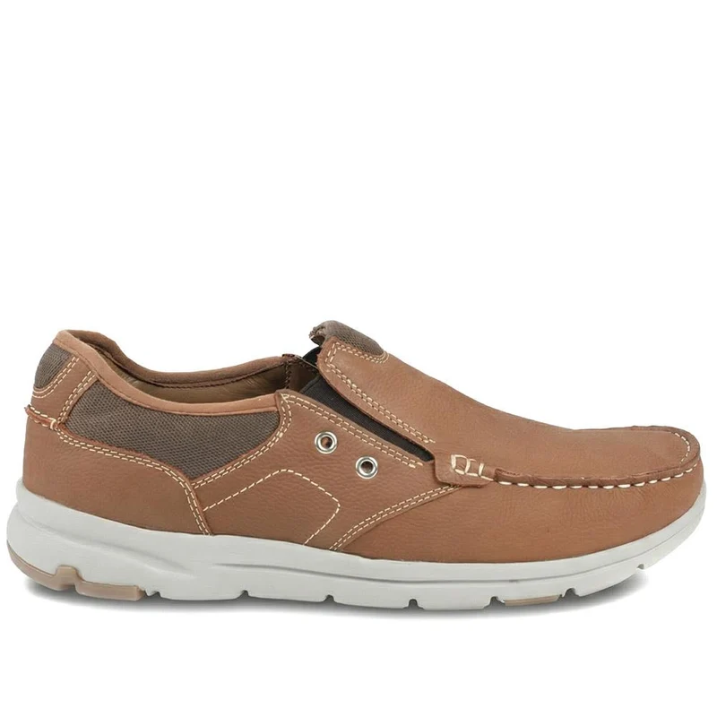 Premium Leather Slip On Shoes - SHAFI43002 / 329 320 - Tan