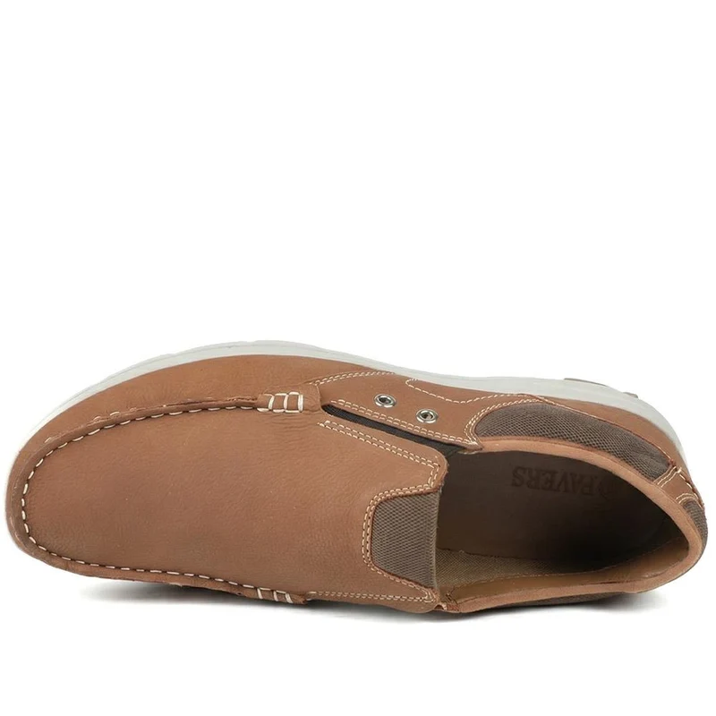 Premium Leather Slip On Shoes - SHAFI43002 / 329 320 - Tan