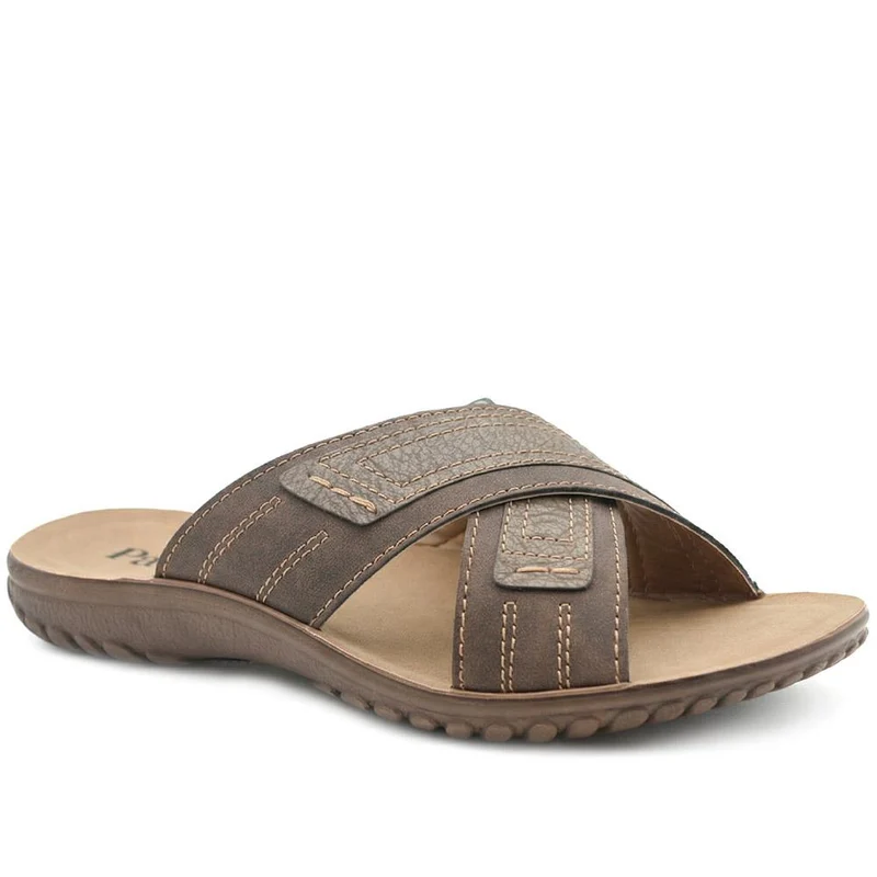 Strappy Cushioned Slip On Sandals - INB43016 / 329 217 - Brown