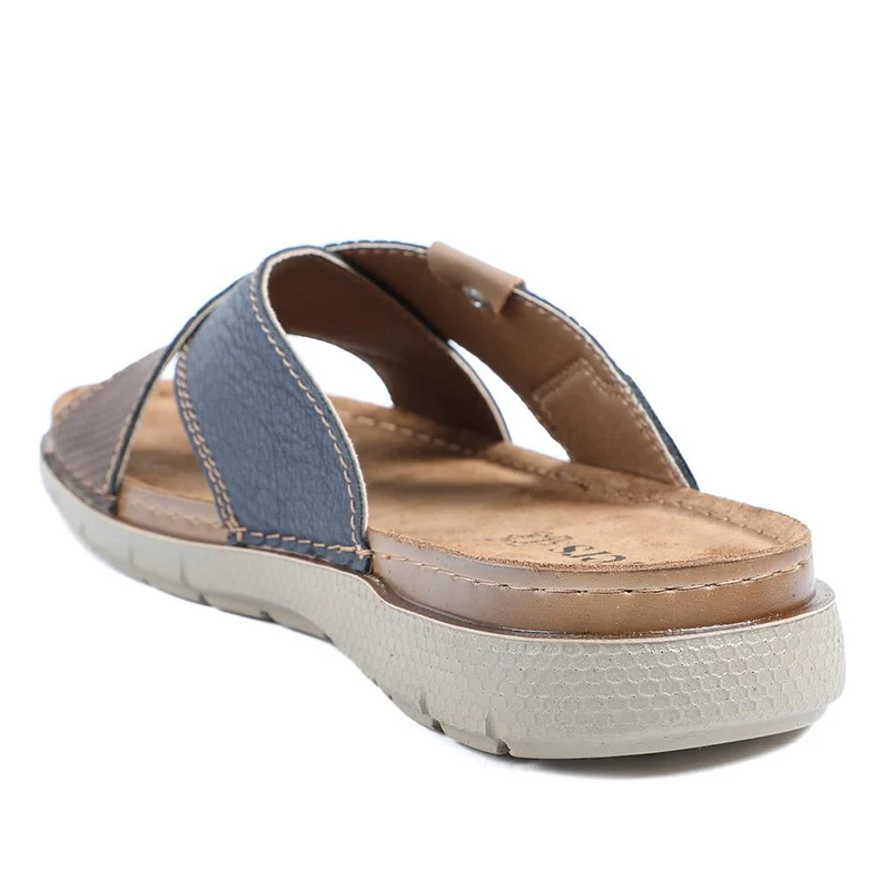 Contrast Cross Strap Comfort Sandals - INB43019 / 329 213 - Brown-Blue
