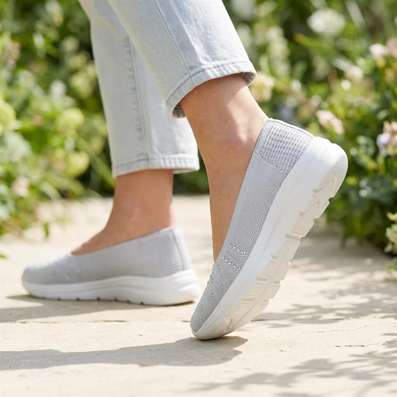 Wide Fit Memory Foam Sporty Pumps - BRK43008 / 328 977 - Grey