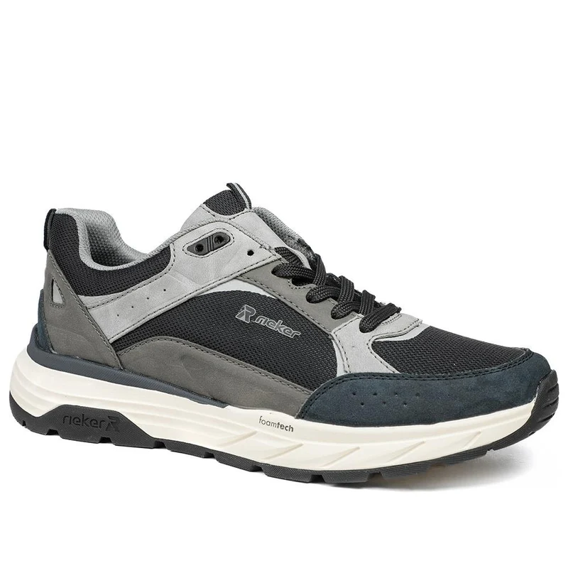 Rieker Low Top Lace Up Trainers - RKR43503 / 328 971 - Black-Grey