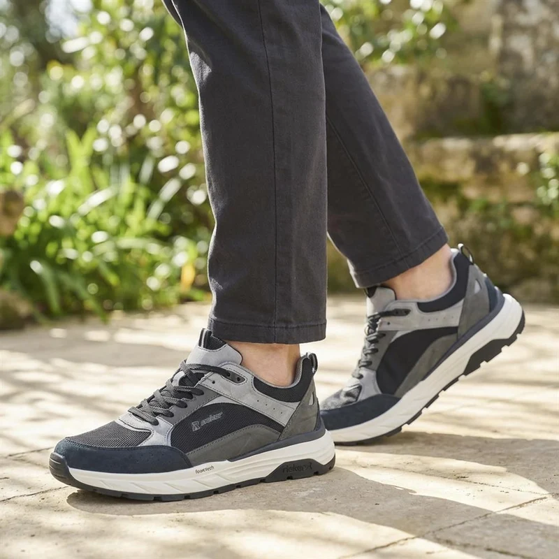 Rieker Low Top Lace Up Trainers - RKR43503 / 328 971 - Black-Grey