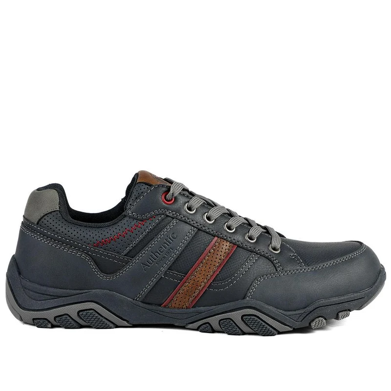 Wide Fit Cushioned Rugged Lace Up Shoes - VSHI43007 / 329 039 - Navy