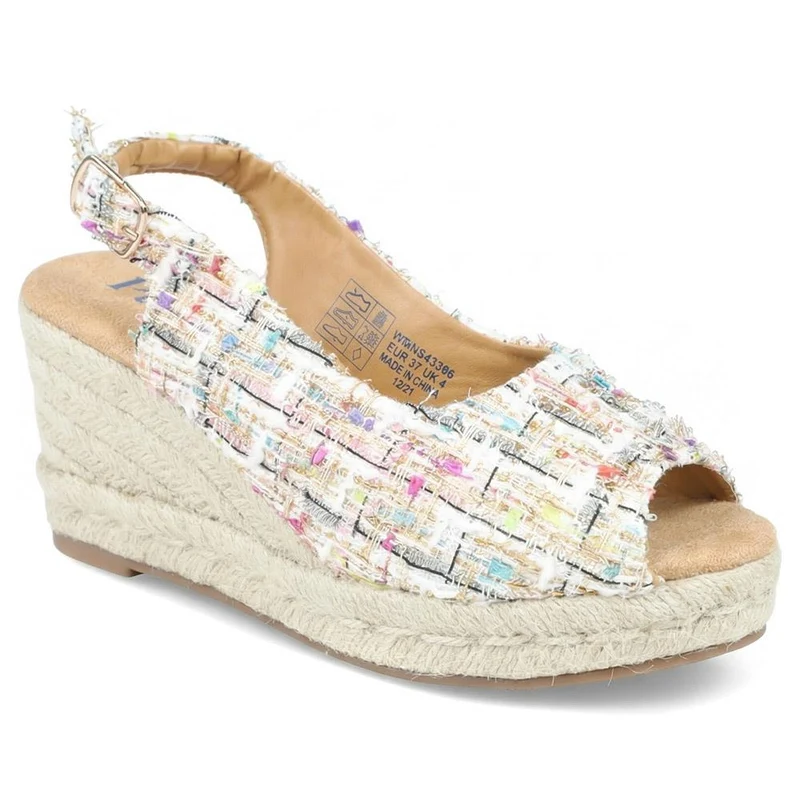 Peep Toe Wedged Slingback Espadrilles - WBINS43080 / 329 263