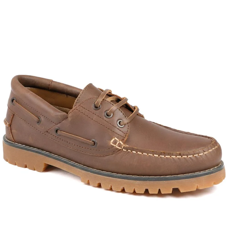 Leather Lace Up Moccasins - SHAFI43000 / 329 318 - Brown
