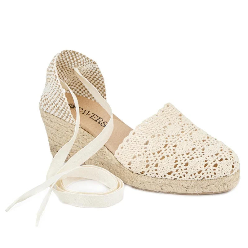 Single Lace Wedge Sandals - LOLLA41000 / 327 578 - Natural