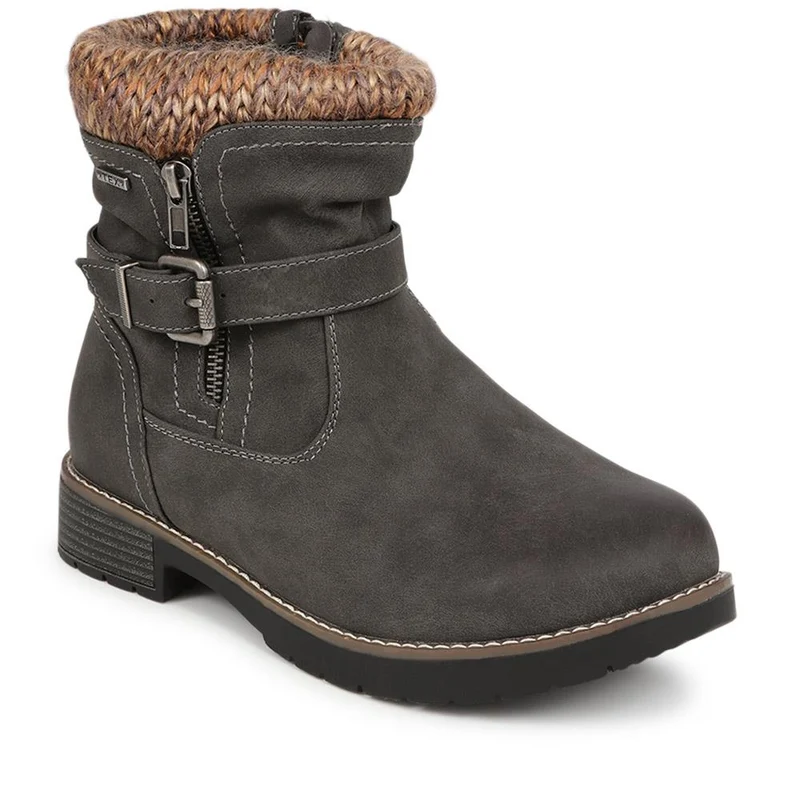Extra-Wide Knitted Cuff Ankle Boots - BEE / 324 435