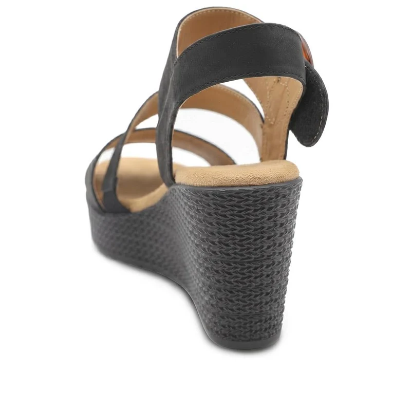 Fashionable Woven Wedge Heel Sandals - WBINS43050 / 329 120 - Black
