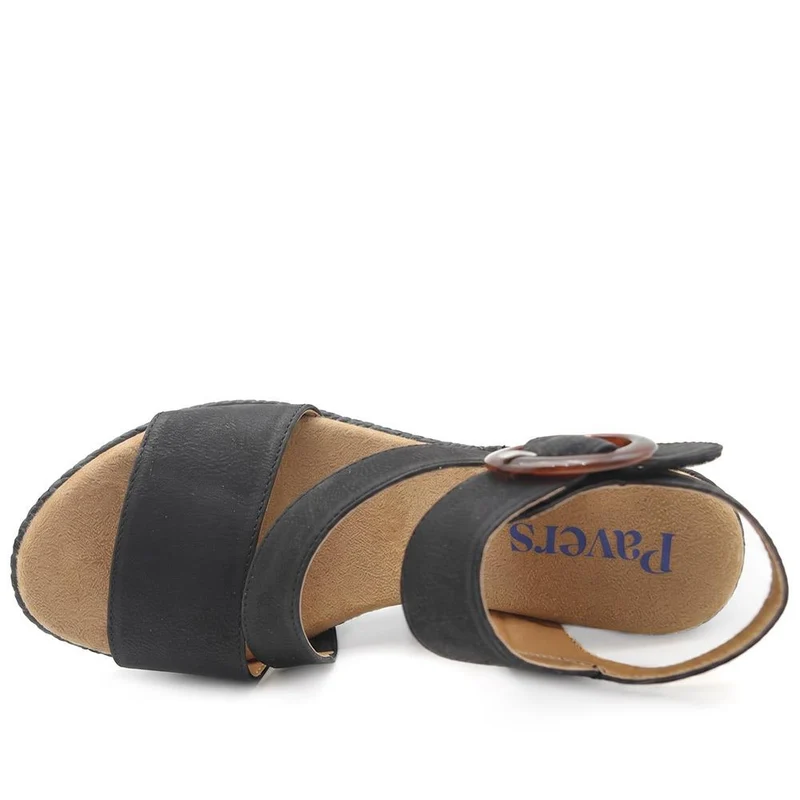Fashionable Woven Wedge Heel Sandals - WBINS43050 / 329 120 - Black
