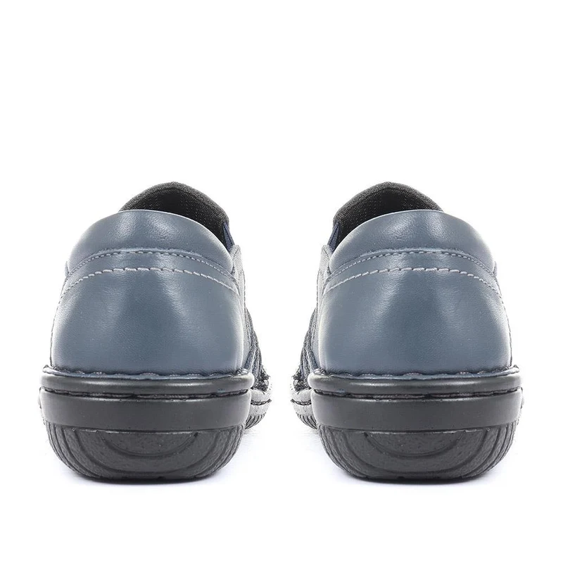 Leather Slip On Shoes for Women - HAK23014 / 308 135 - Navy