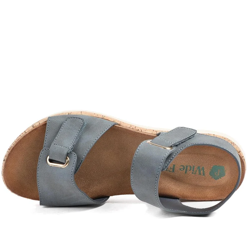 Wide Fit Adjustable Fastening Cushioned Sandals - BAIZH43042 / 329 246 - Navy