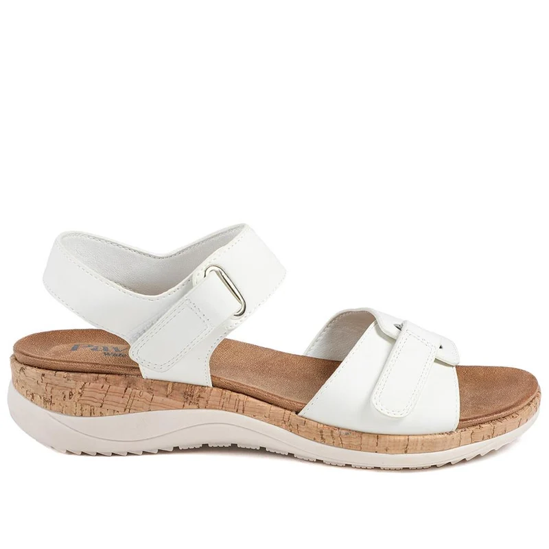 Wide Fit Adjustable Fastening Cushioned Sandals - BAIZH43042 / 329 246 - White