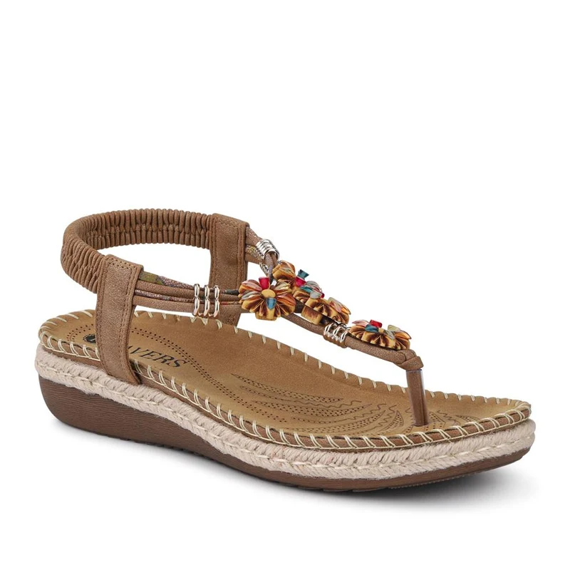 Elasticated Slingback Toe Post Sandals - BAIZH41053 / 327 224
