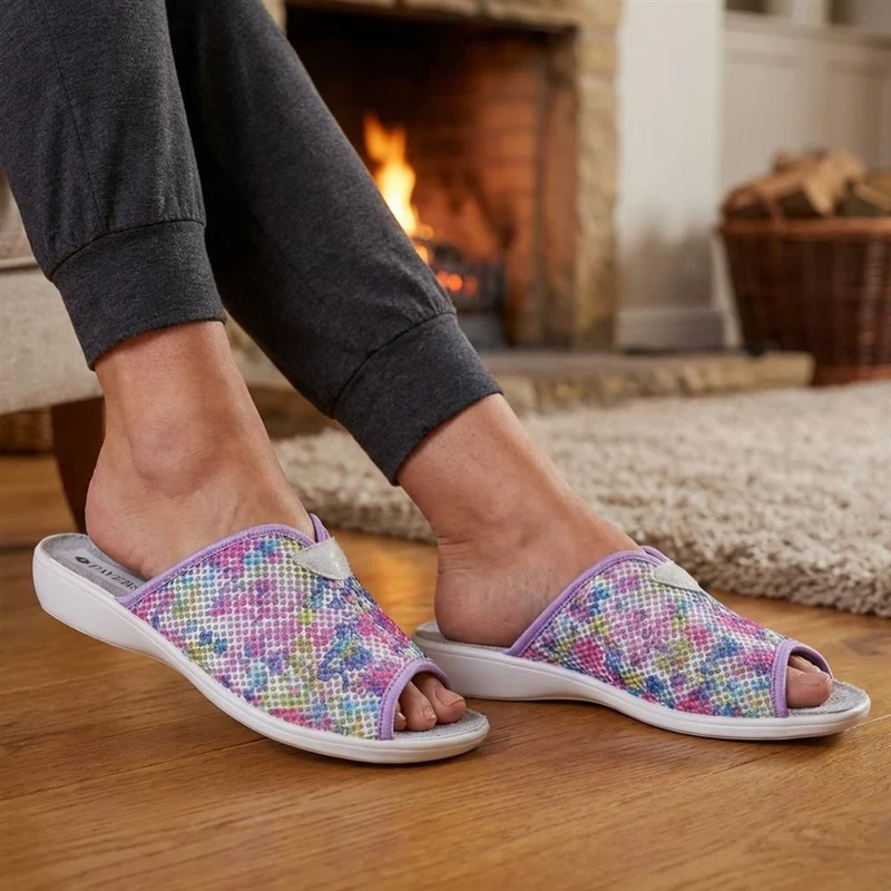Comfort Slip On Mule Slippers - ADA43003 / 329 293 - Purple Multi
