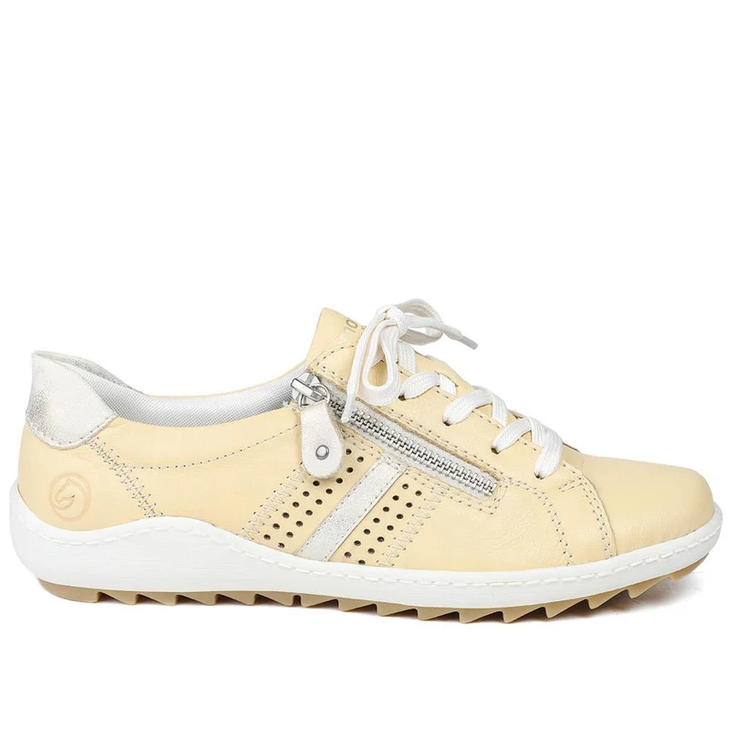 Leather Lace-Up Trainers - DRS41503 / 326 857 - Lemon