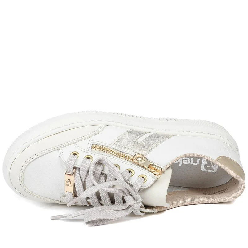Leather Lace-Up Trainers - RKR41548 / 327 294 - Cream