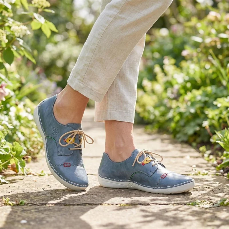 Rieker Angela Lace Up Shoes - RKR43522 / 328 769 - Denim