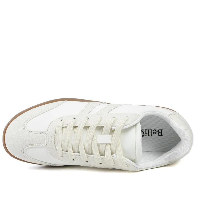 Bellissimo Lace Up Trainers - BELDINGX43008 / 329 349 - White-Beige