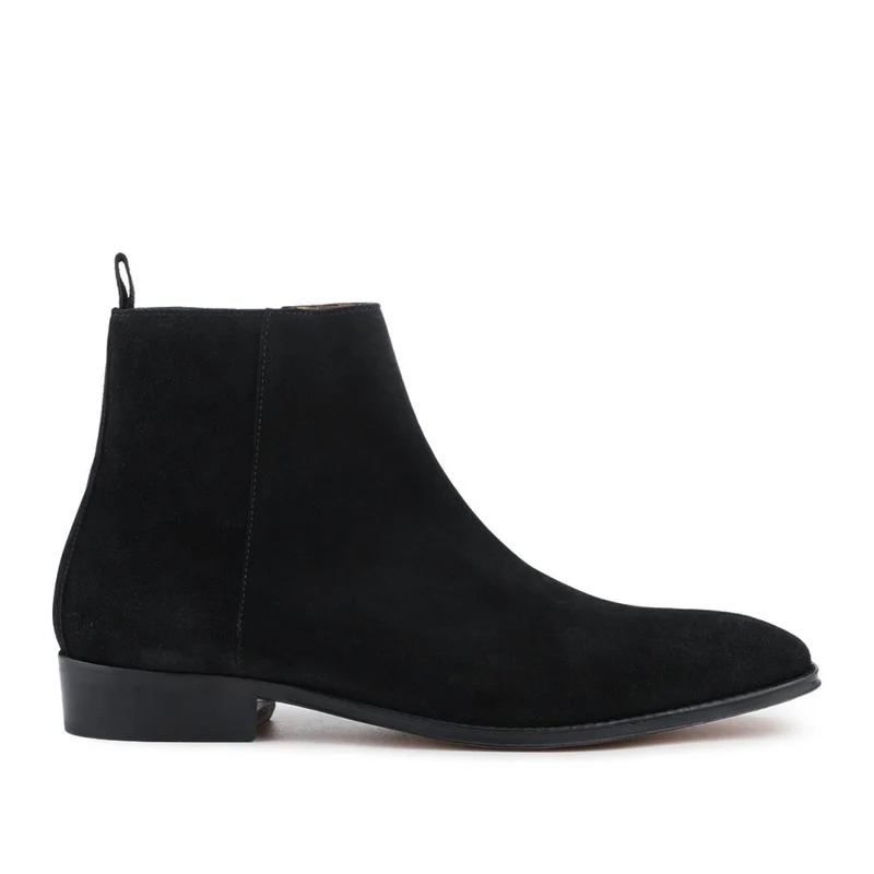 Flaxen Leather Ankle Boots - FLAXEN / 325 744 - Black Suede