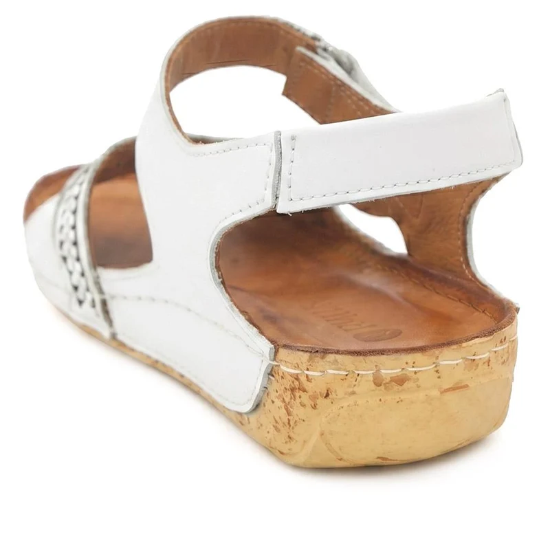 All Leather Adjustable Fasten Sandals - KARY43000 / 329 409 - White