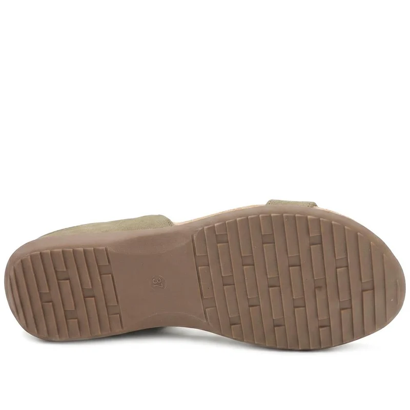 Beaded Lightweight Mule Sandals - BAIZH43012 / 329 166 - Khaki