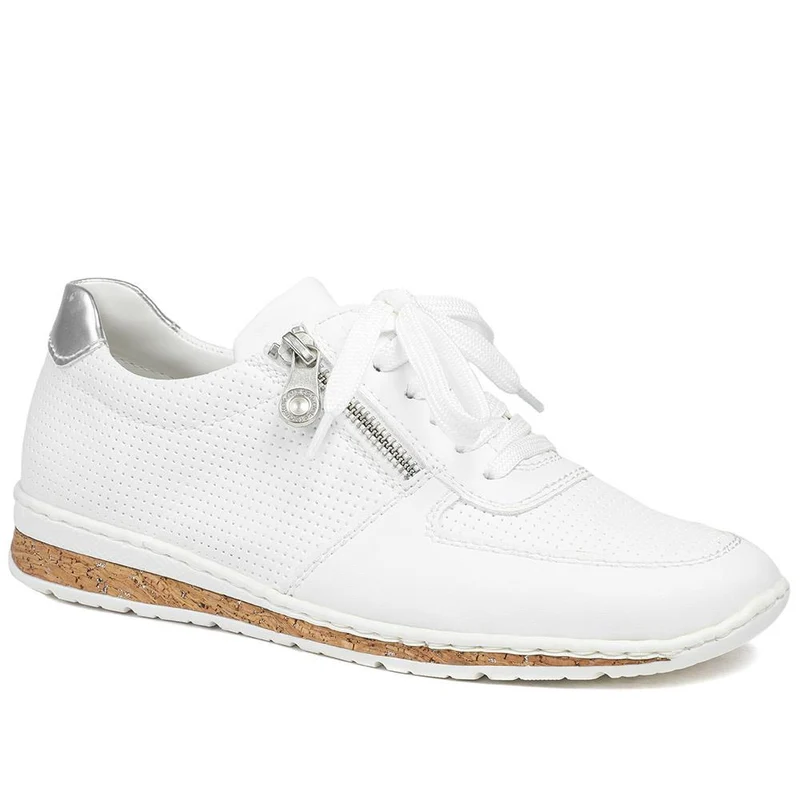 Rieker Leather Zip & Lace Trainers - RKR43006 / 328 905 - White