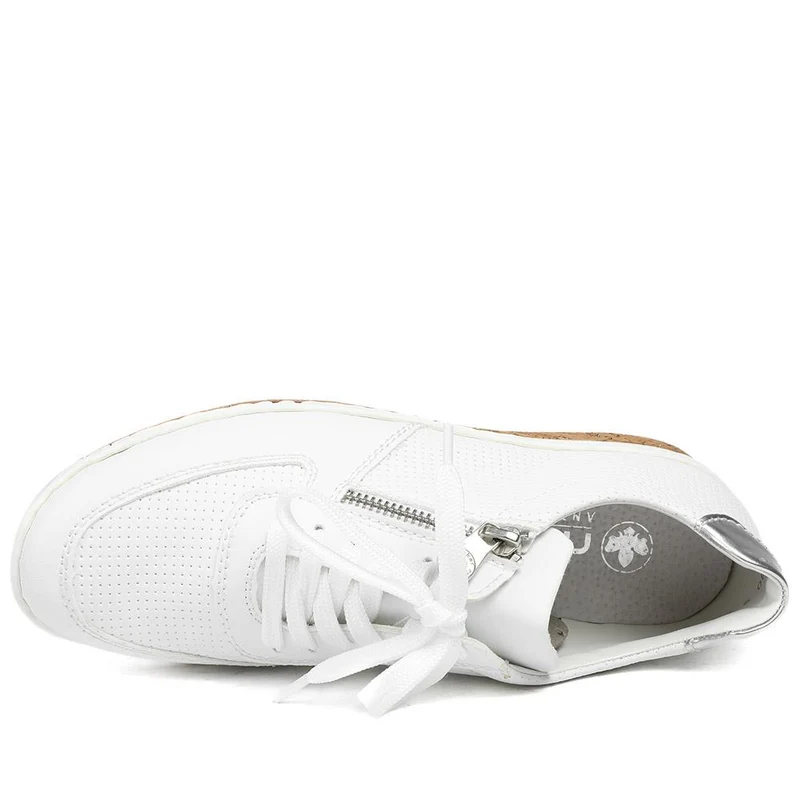 Rieker Leather Zip & Lace Trainers - RKR43006 / 328 905 - White