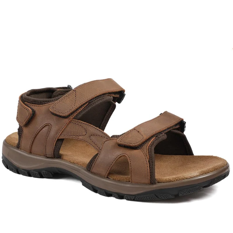 EasyFit Marius Extra Wide Leather Sandals - MARIUS / 329 049 - Brown