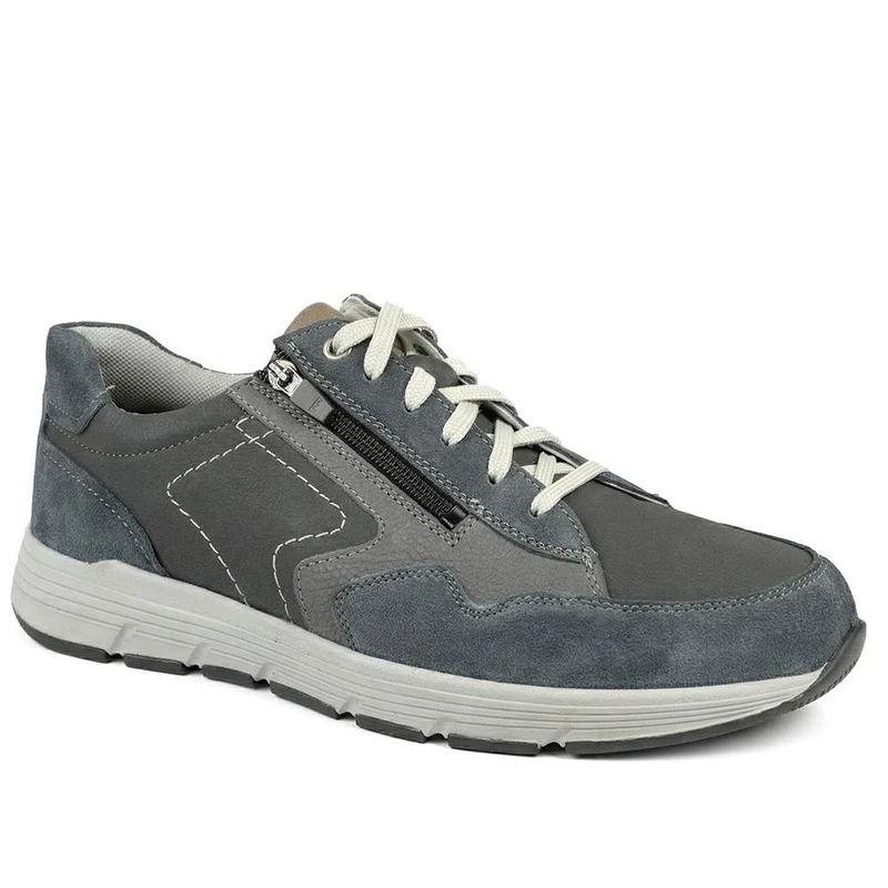 Padders Wide Fit Leather Zip & Lace Trainers - PADPARK43510 / 328 901