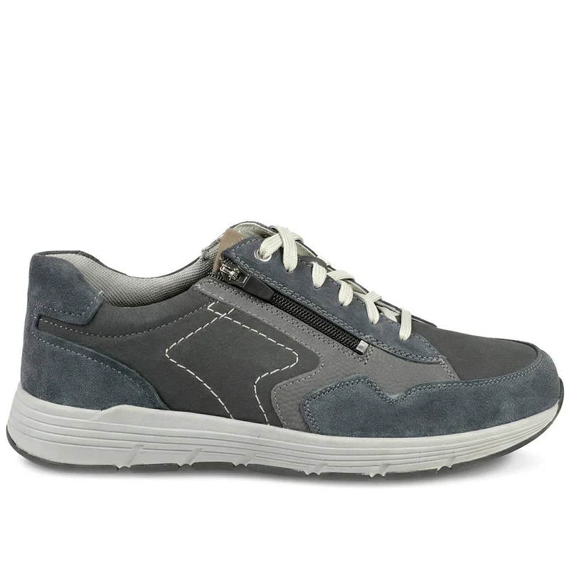 Padders Wide Fit Leather Zip & Lace Trainers - PADPARK43510 / 328 901 - Navy