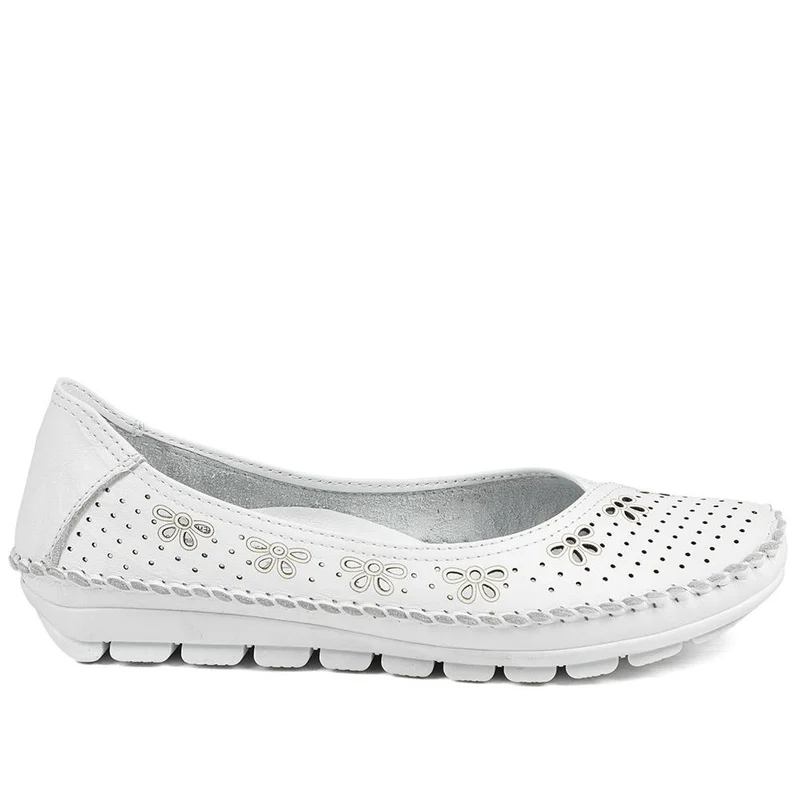 Breathable All Leather Grippy Pumps - SIMIN43001 / 329 020 - White