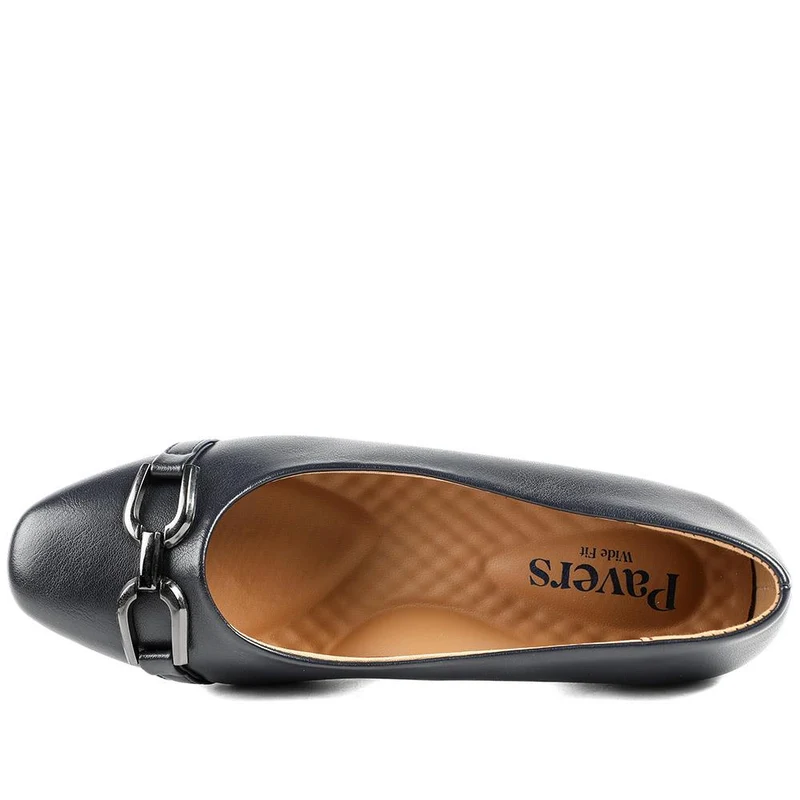 Wide Fit Block Heel Court Shoes - WK43004 / 328 968 - Navy