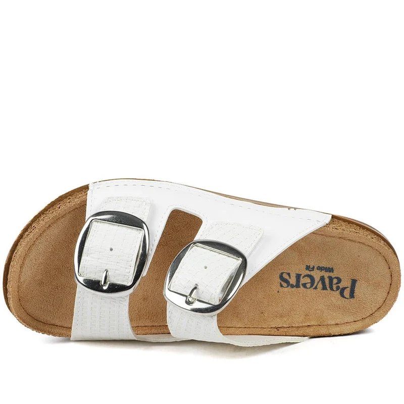 Wide Fit Buckle Detail Comfort Sandals - SERAY43001 / 329 113 - White