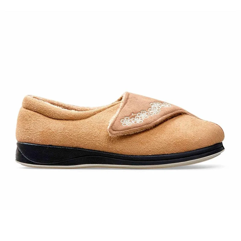Padders Ladies Slippers 2E Fit Vulcanised - HUG - Hug / null - TAUPE /CAMEL