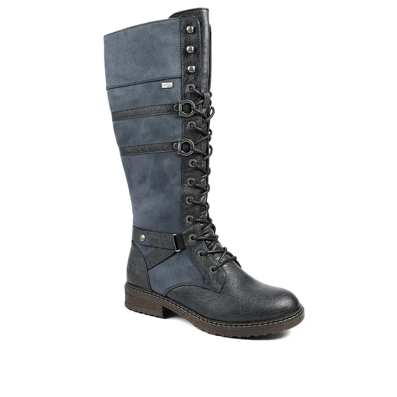 Rieker Lace & Zip Long Boots - RKR42547 / 328 187 - Blue