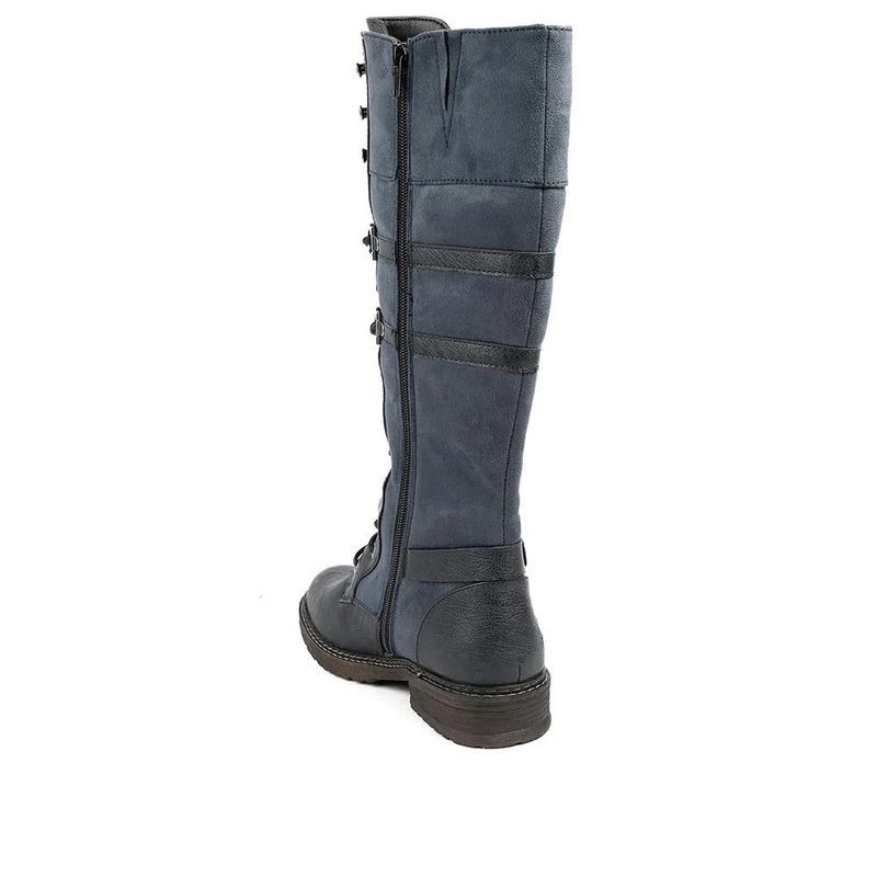 Rieker Lace & Zip Long Boots - RKR42547 / 328 187 - Blue