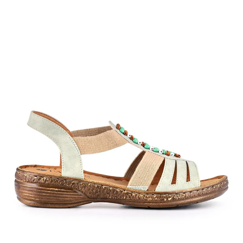 Elasticated Strappy Sandals - WOIL41056 / 327 123 - Green