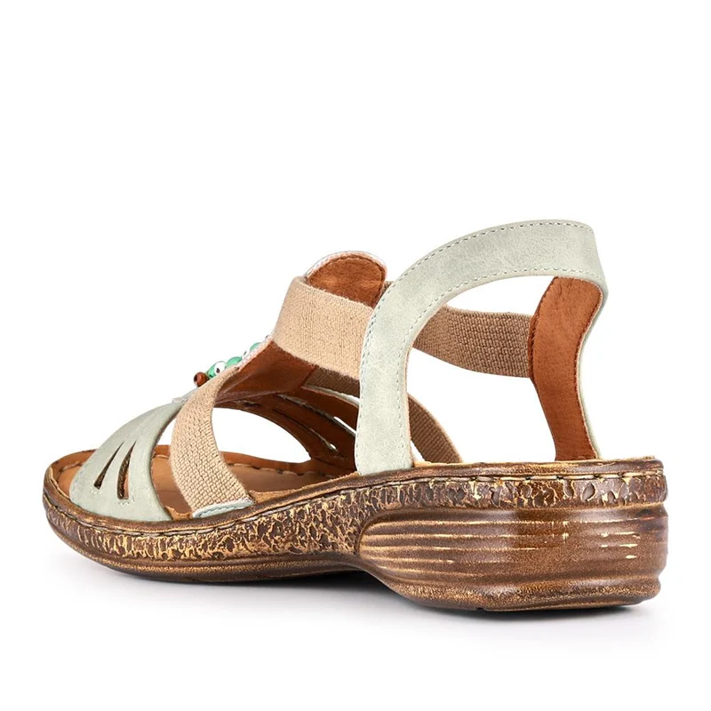 Elasticated Strappy Sandals - WOIL41056 / 327 123 - Green
