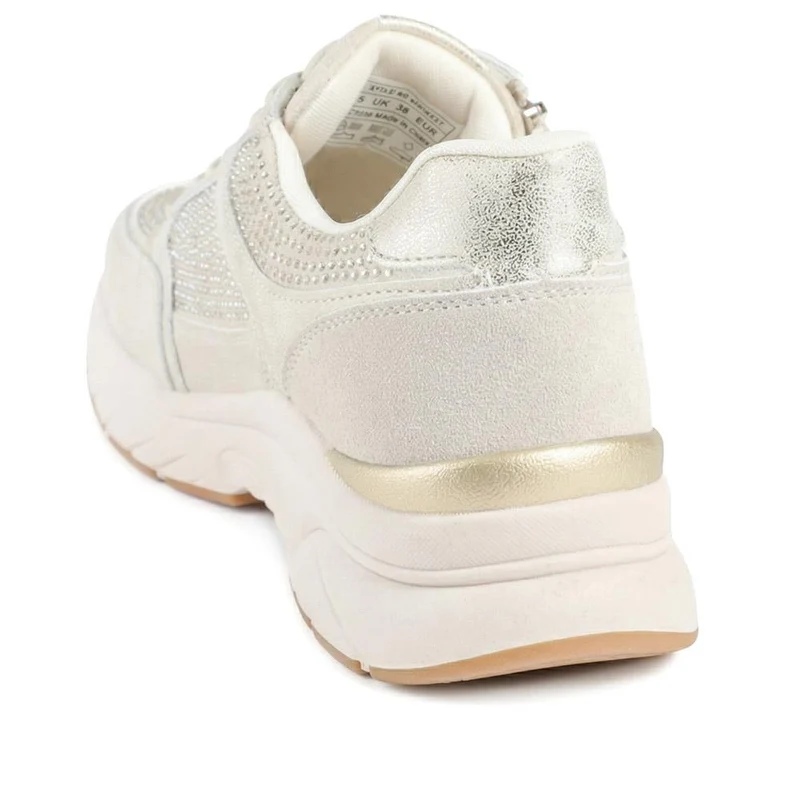 Casual Cushioned Zip & Lace Trainers - WOIL43025 / 329 296 - Beige