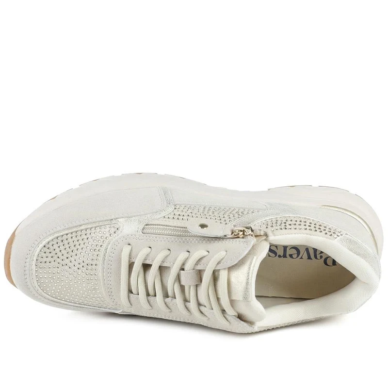 Casual Cushioned Zip & Lace Trainers - WOIL43025 / 329 296 - Beige