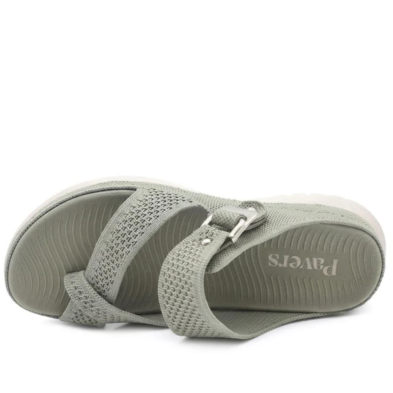 Cross Strap Toe Post Sandals - BRK43044 / 329 145 - Khaki