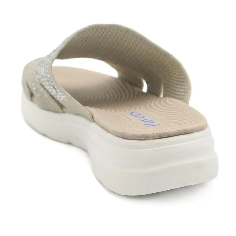 Wide Fit Diamante Cushioning Mule Sandals - BRK43024 / 329 365 - Natural