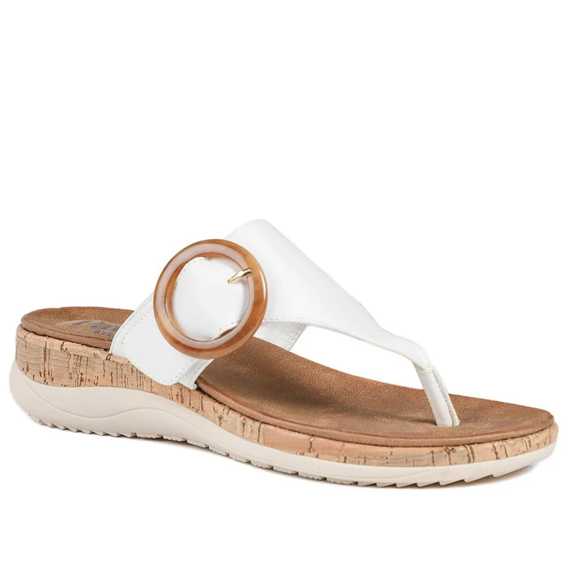 Wide Fit Comfort Toe Post Sandals - BAIZH43054 / 329 377 - White
