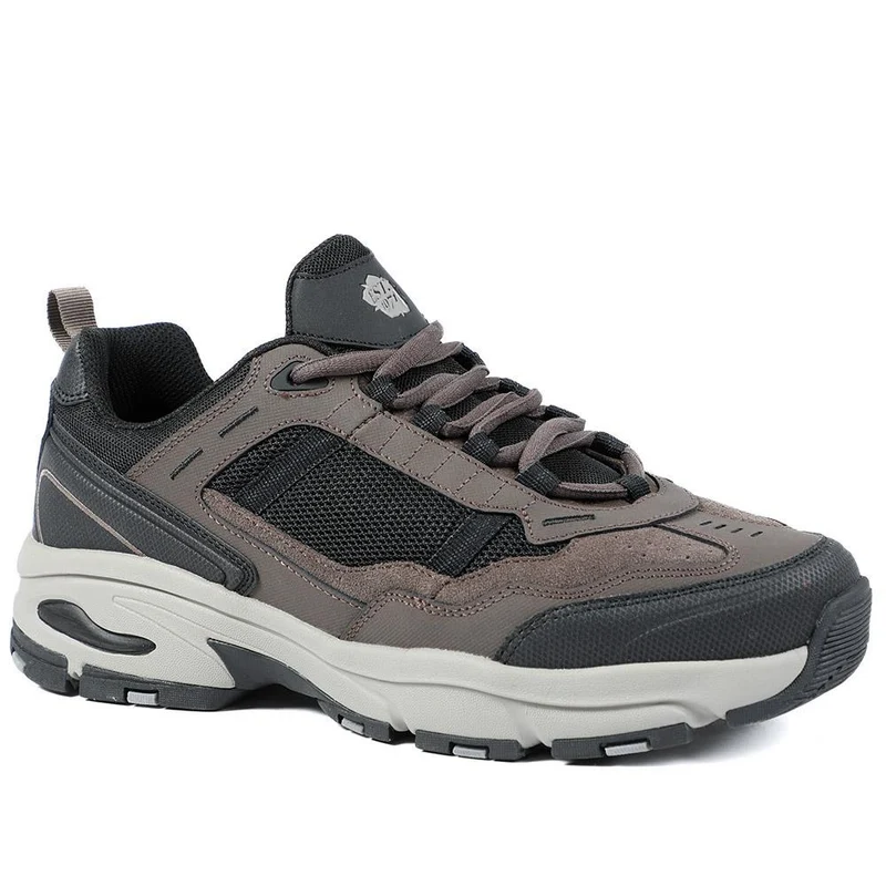 Extra Wide Leather Memory Foam Lace Up Trainers - BOJIE43019 / 329 260